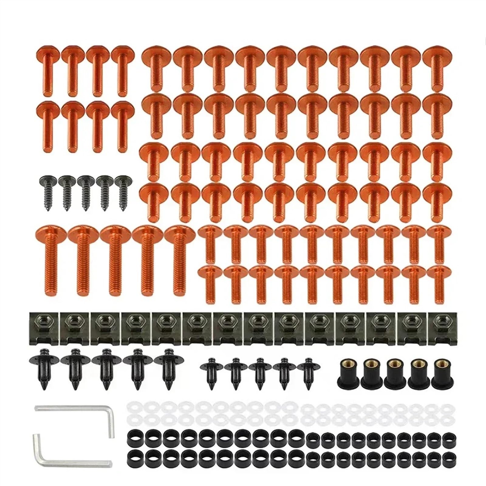 Motorrad Schrauben Set Für H-onda CBR600RR 2003–2020 CBR1000F CBR 600 900 929 954 1000 RR CBR600 F F2 F3 F4 F4i 195-teiliges Karosserieschrauben-Verkleidungsschrauben-Set(Orange) von BOSDF