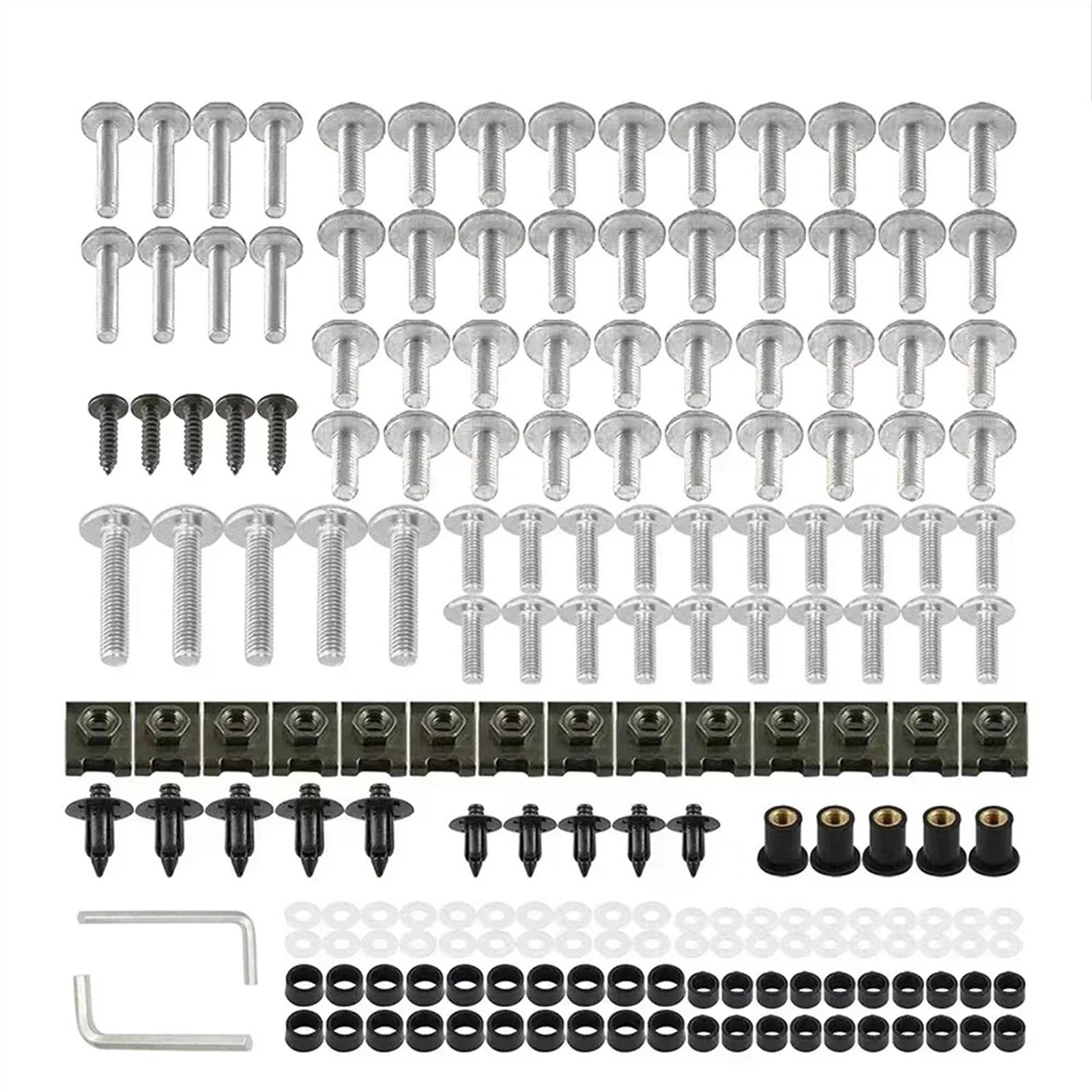 Motorrad Schrauben Set Für H-onda N-ighthawk 250 750 R-ebel CMX250 CB1100EX CB1100A D-eluxue ABS Motorrad Verkleidung Schrauben Schraube Mutter Clip Kit Zubehör(Silver) von BOSDF