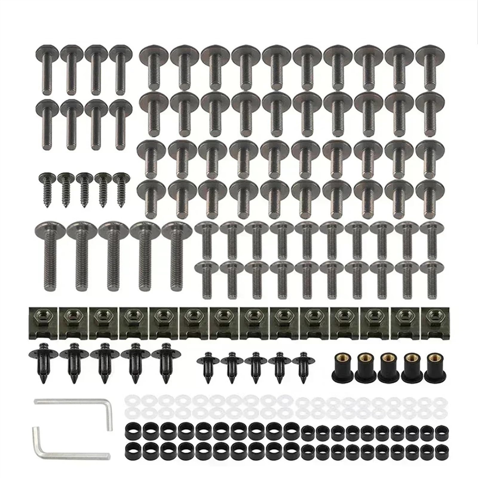 Motorrad Schrauben Set Für K-awasaki KDX200 KDX220R KDX50 KE100 KL250 S-uper S-herpa 250 KX250F Verkleidungsschrauben Kit Schrauben Set Motorradzubehör(Gray) von BOSDF