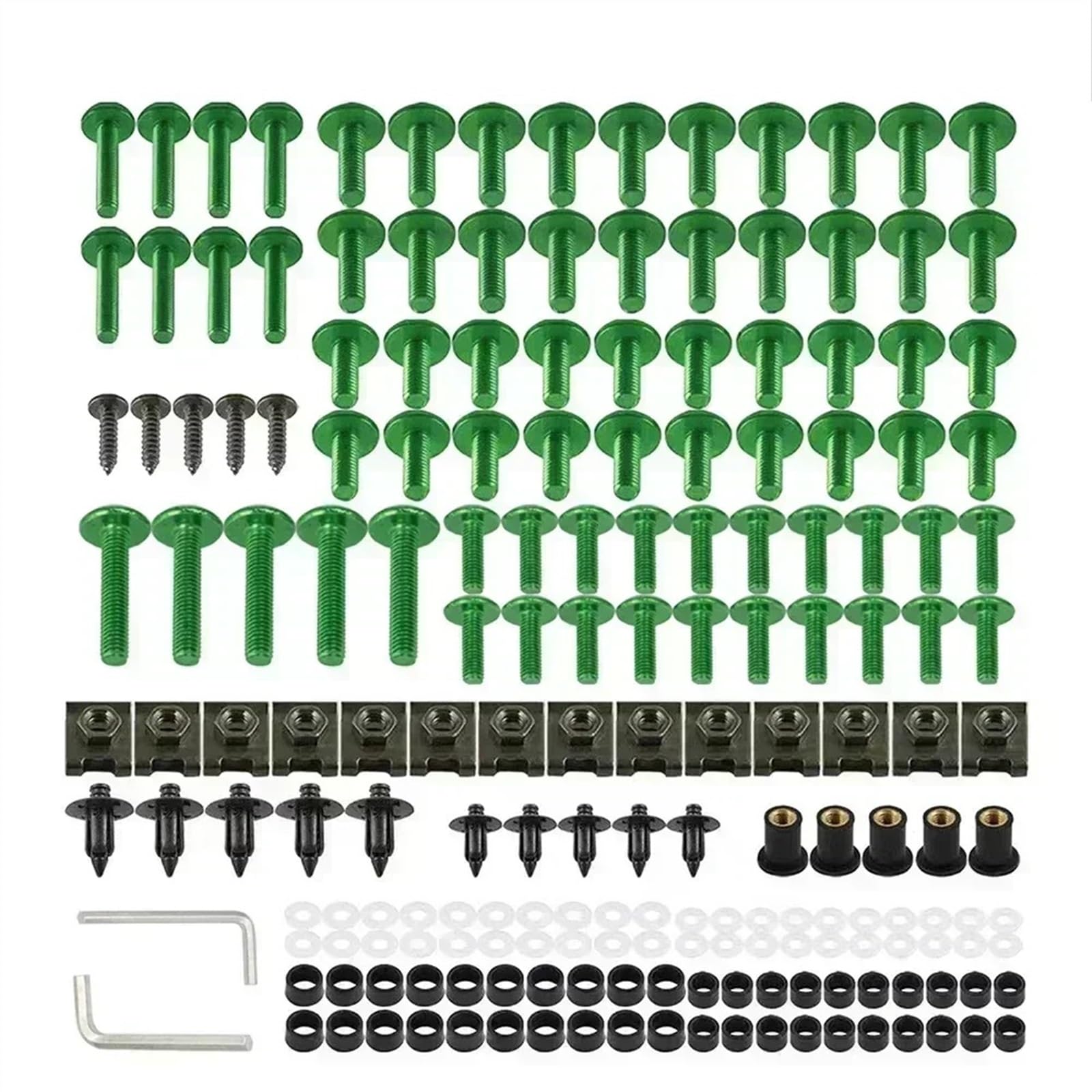 Motorrad Schrauben Set Für K-awasaki KDX200 KDX220R KDX50 KE100 KL250 S-uper S-herpa 250 KX250F Verkleidungsschrauben Kit Schrauben Set Motorradzubehör(Green) von BOSDF