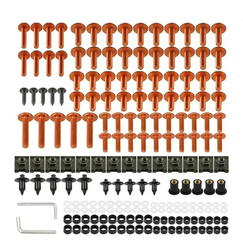 Motorrad Schrauben Set Für K-awasaki N-inja 1000 ABS 1000SX SE ZX-11 ZX-6 ZZ-R600 ZX11 ZX6 ZZR600S Verkleidungsschrauben Kit Schrauben Set Motorradzubehör(Orange) von BOSDF