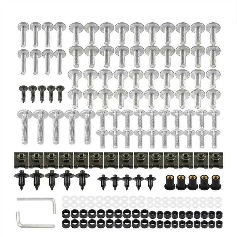 Motorrad Schrauben Set Für S-uzuki B-oulevard C90 C90T BOSS SE V-olusia 1500 S40 S-avage 650 Motorrad Verkleidungsschrauben Schraubenmutter Clip Kit Sets Zubehör(Silver) von BOSDF