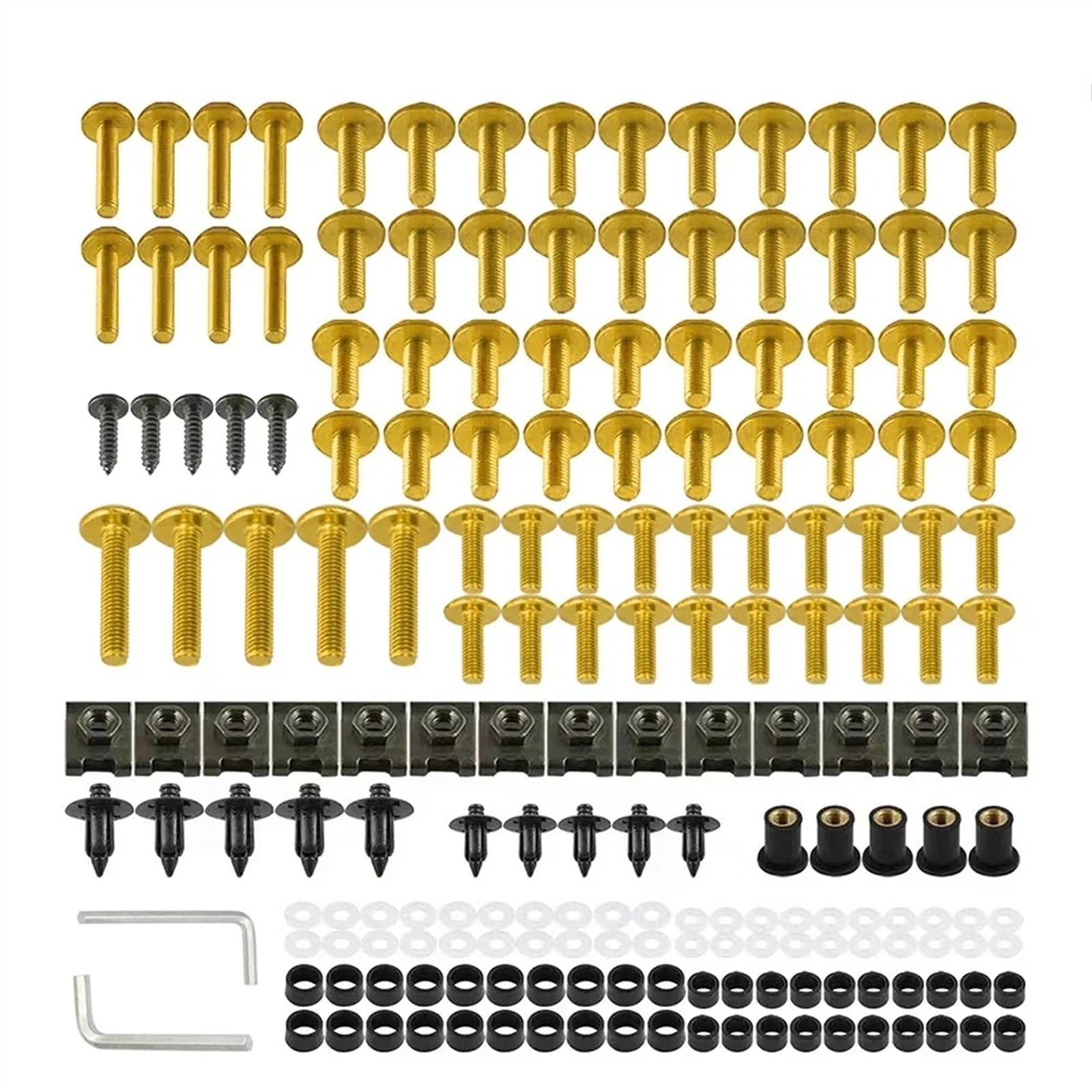 Motorrad Schrauben Set Für S-uzuki GSXR GSX-R 1000/750/600 GSX-R1000 GSX-R600 GSX-R1000X Motorrad Verkleidungsschrauben Schraubenmutter Clip Kit Sets Zubehör(Gold) von BOSDF