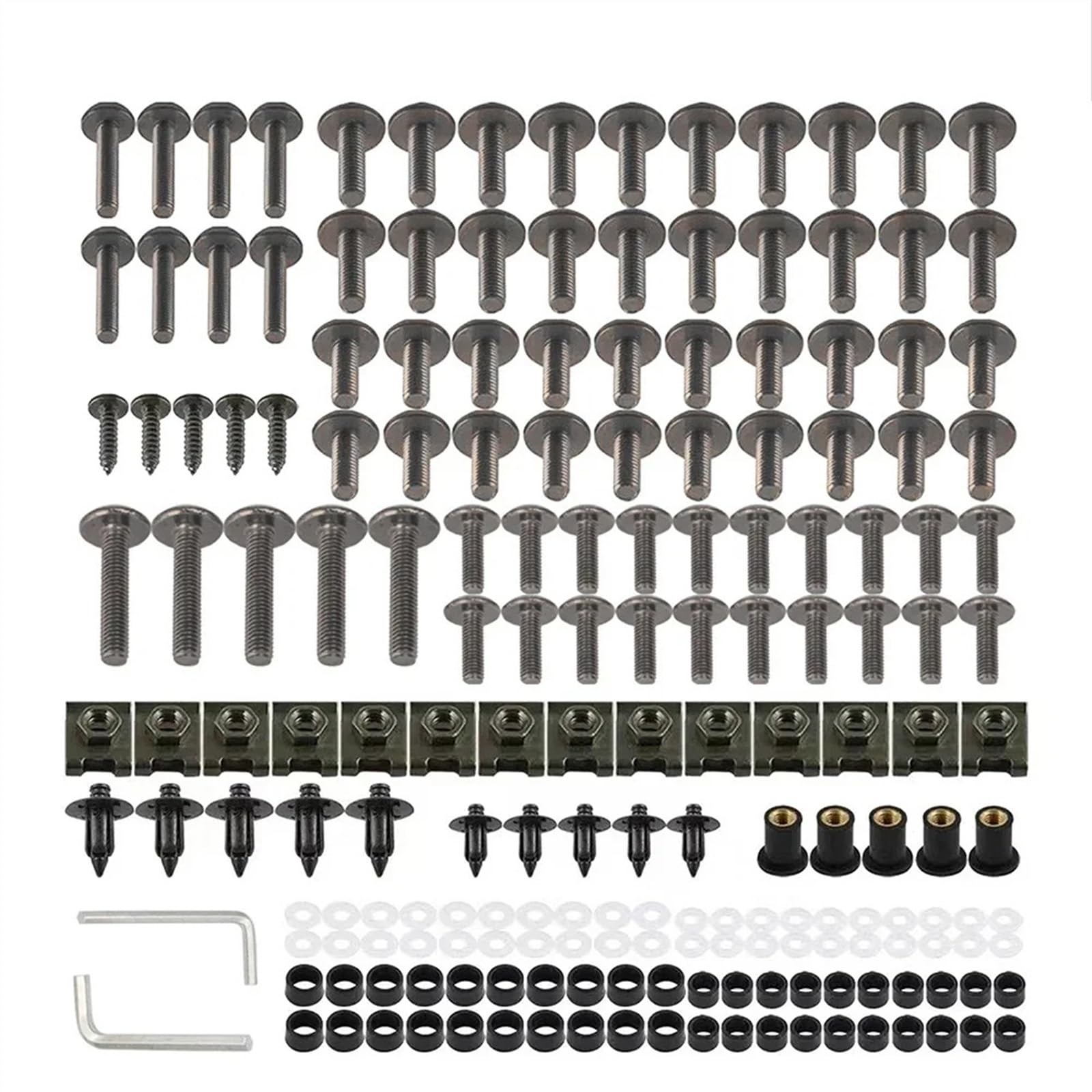 Motorrad Schrauben Set Für S-uzuki GSXR GSX-R 1000/750/600 GSX-R1000 GSX-R600 GSX-R1000X Motorrad Verkleidungsschrauben Schraubenmutter Clip Kit Sets Zubehör(Gray) von BOSDF