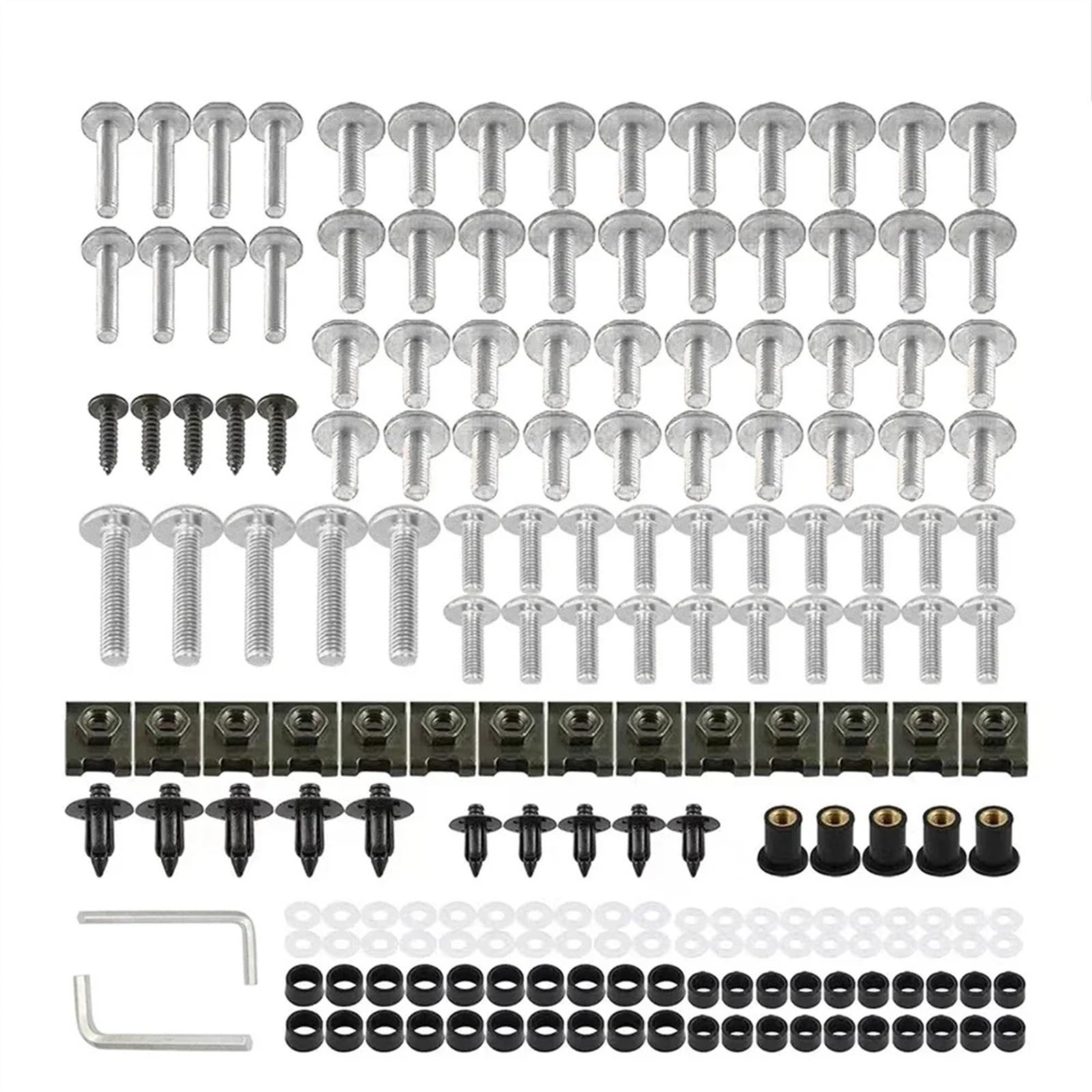 Motorrad Schrauben Set Für S-uzuki GSXR GSX-R 1000/750/600 GSX-R1000 GSX-R600 GSX-R1000X Motorrad Verkleidungsschrauben Schraubenmutter Clip Kit Sets Zubehör(Silver) von BOSDF