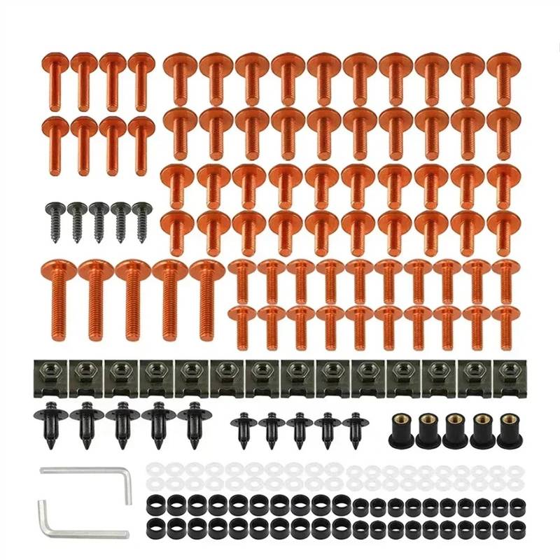 Motorrad Schrauben Set Für Y-amaha FJR 1300 1300ES 1300A 1300AS 1300E 1300ES FJR1300 FJR1300ES ABS Motorrad Verkleidungsschrauben Schraubenmutter Clip Kit(Orange) von BOSDF