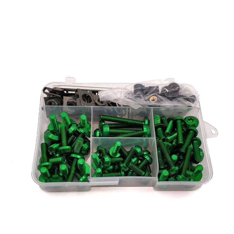 Motorrad Schrauben Set Für Y-amaha XP530 TX125 A-dventure YZ 80 85 125 250 450 FX Universal Motorrad Karosserie Verkleidung Bolzen Kit Befestigungselemente Clip Schrauben Set(Green) von BOSDF