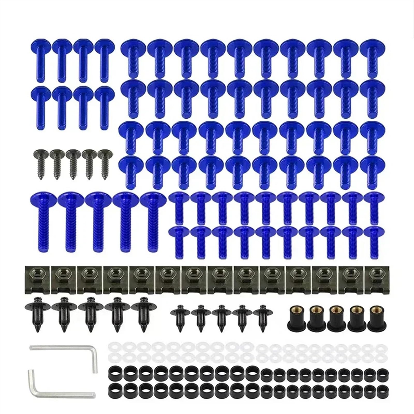 Motorrad Schrauben Set Für Y-amaha YZ 426F 450F 450FX 65 85 85LW BWS 125 50 BWS125 BWS50 C3 XF50 Motorrad Verkleidungsschrauben Schraubenmutter Clip Kit(Blue) von BOSDF