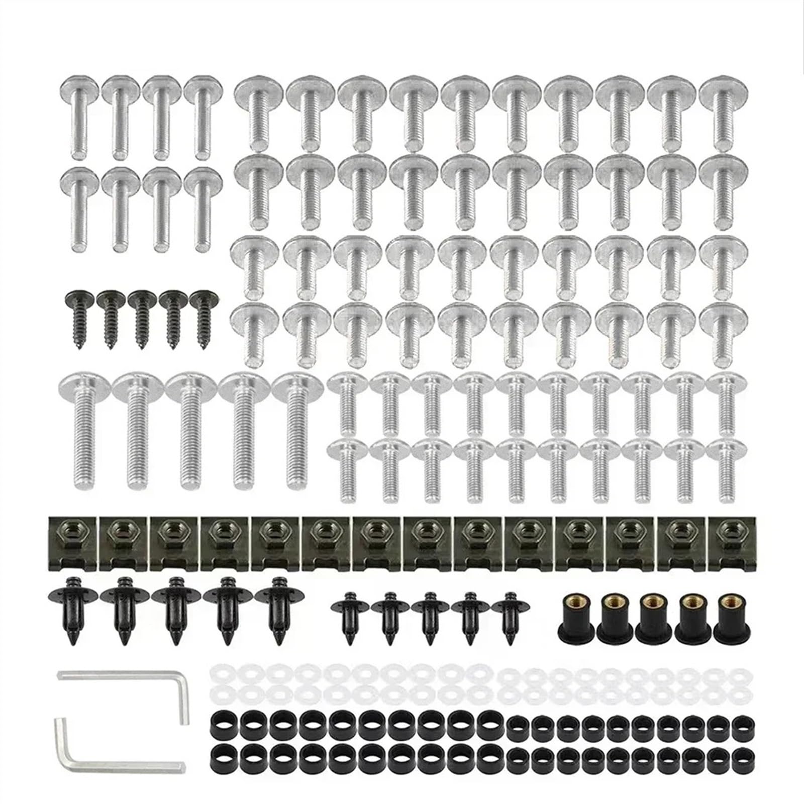 Motorrad Schrauben Set Für Y-amaha YZFR7 YZFR6 YZFR1M YZFR3 YZFR1 YZFR1S YZFR125 YZF600R YZFR6S MT03 Motorrad Verkleidungsschrauben Schraubenmutter Clip Kit(Silver) von BOSDF