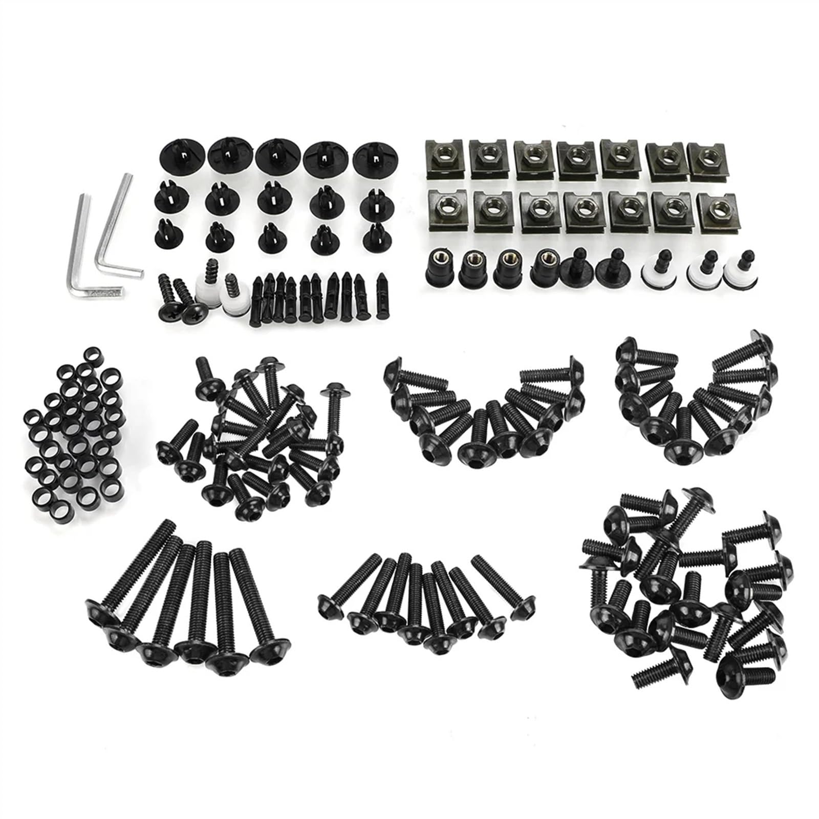 Motorrad Schrauben Set Für h-onda CBR 600 F2, F3, F4, F4i CB919 CBR900RR CBR600RR CNC-Motorrad-Verkleidungsschrauben-Kit, Karosserie-Befestigungsclips, Windschutzscheiben-Schraubenabdeckung(Black) von BOSDF