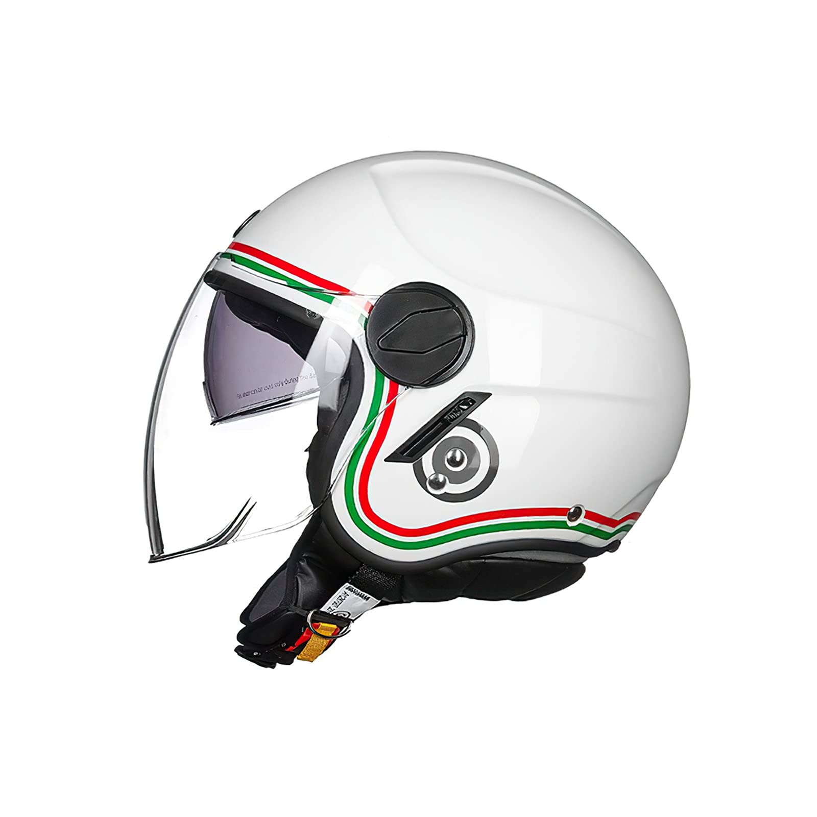 BOSERMEM Motorradhelm Mit Visier DOT Zertifiziert Jethelm Jet-Helm Roller-Helm Scooter-Helm Moped Mofa-Helm Chopper Retro Vespa Vintage Sturzhelm(Weißes Italien, M=54-56cm) von BOSERMEM