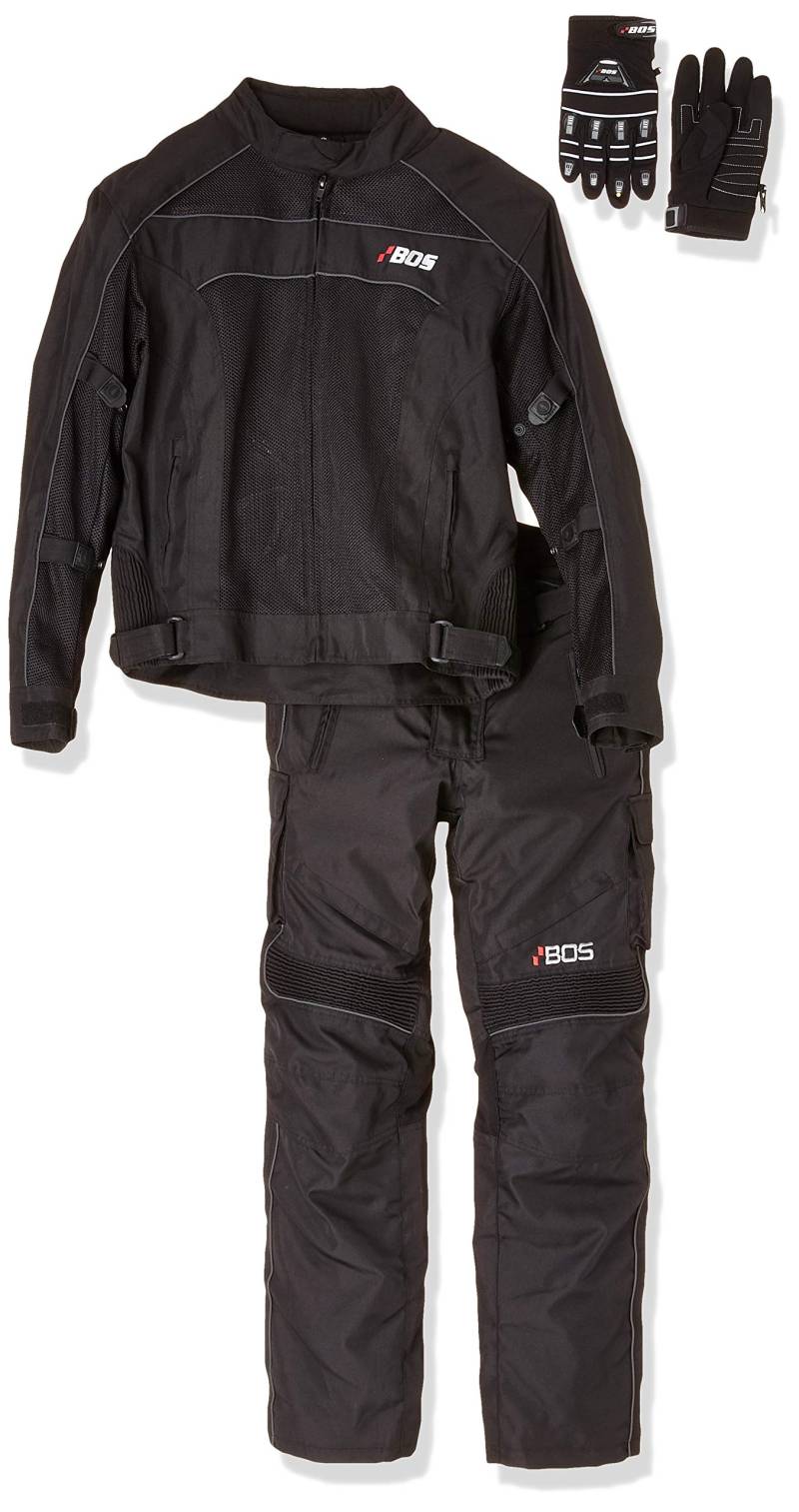 Motorradkombi Biker Motorrad Textil Kombi wasserdichte Jacke, Hosen,Sommer (S, Schwarz) von BOSMoto