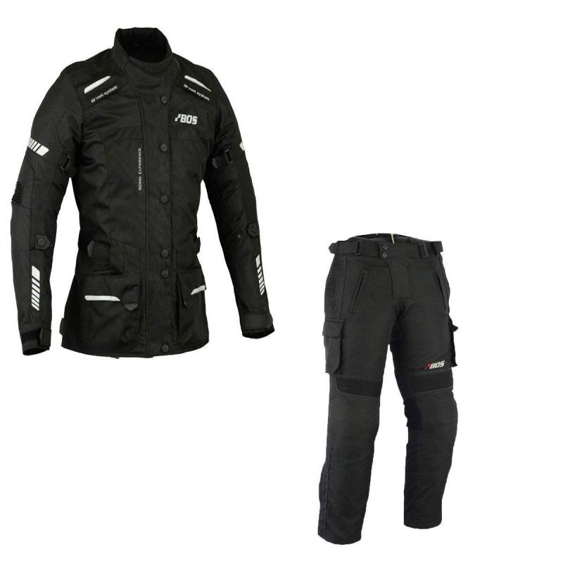 DAMEN MOTORRADKOMBI SCHWARZ JACKE und HOSE ATMUNGSAKTIV WIND-WASSERABWEISEND & ROCKER TOURING (XL) von BOSmoto