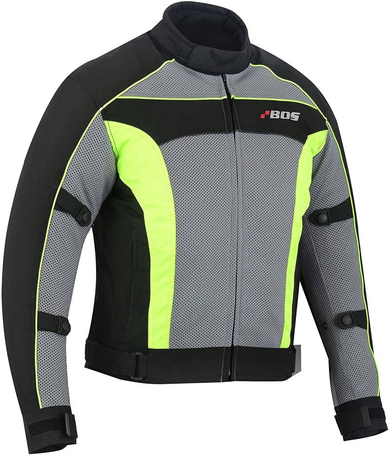 BOSmoto Motorrad Sommer Jacke herren mit protektoren, Airmesh motorradjacke (XXL, Neon Grün) von BOSmoto