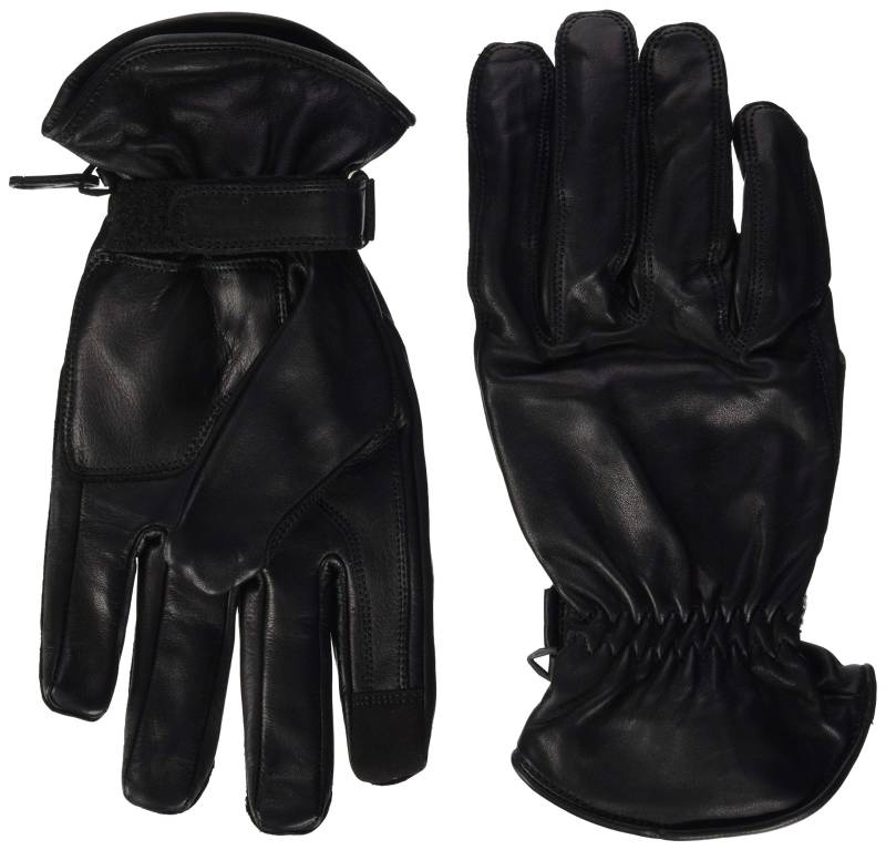 Motorradhandschuhe Leder Retro Old School Cafe Racer Chopper Schwarz (L) von BOSmoto