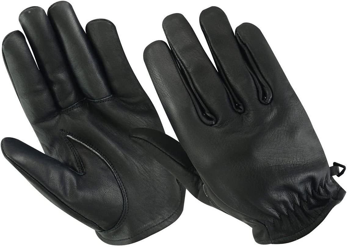 BOSmoto Motorradhandschuhe Leder Retro Old School Cafe Racer Chopper Schwarz (XL, Schwarz) von BOSmoto