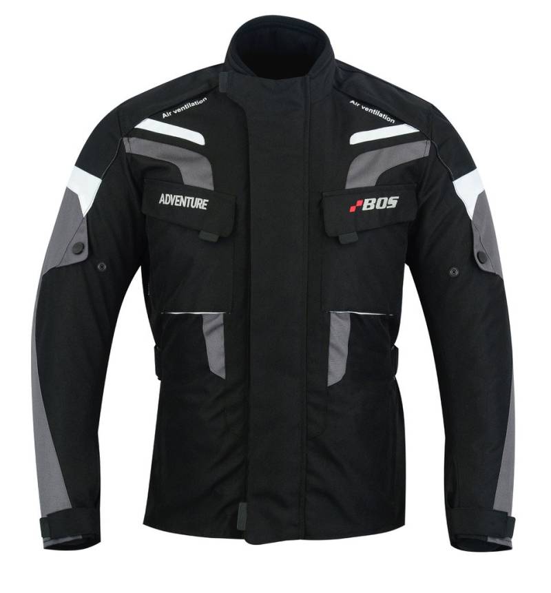 BOSmoto Motorradjacke Herren Textil Wasserdicht Winddicht Mit Protektoren Multifunktional Schwarz (XL) von BOSmoto