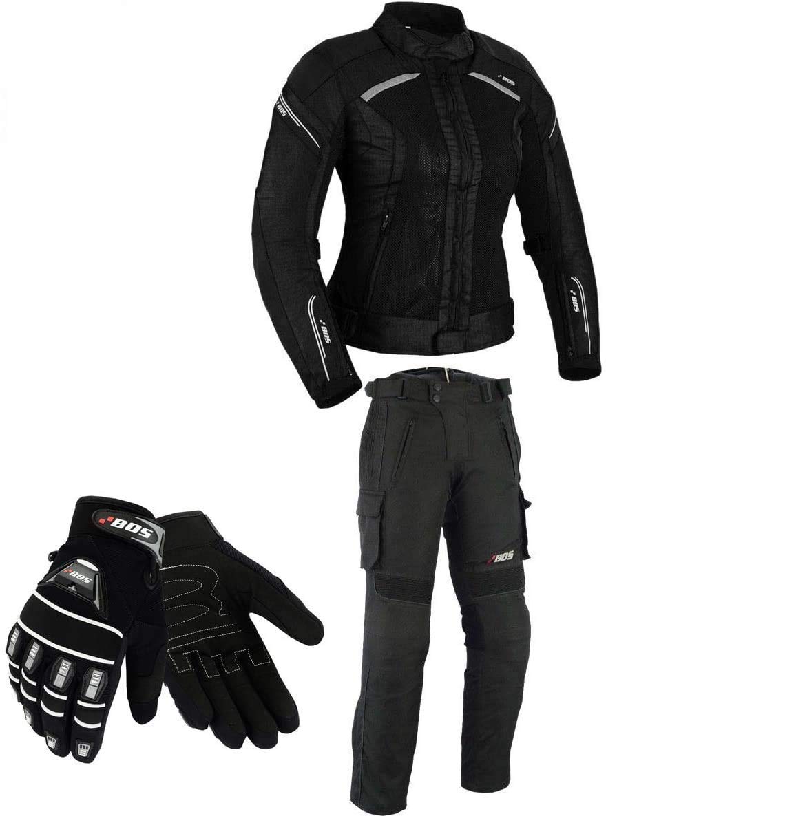 DAMEN MOTORRADKOMBI JACKE + HOSE + HANDSCHUHEN - BIKE MOTORRAD ROCKER TOURING (XS) von BOSmoto