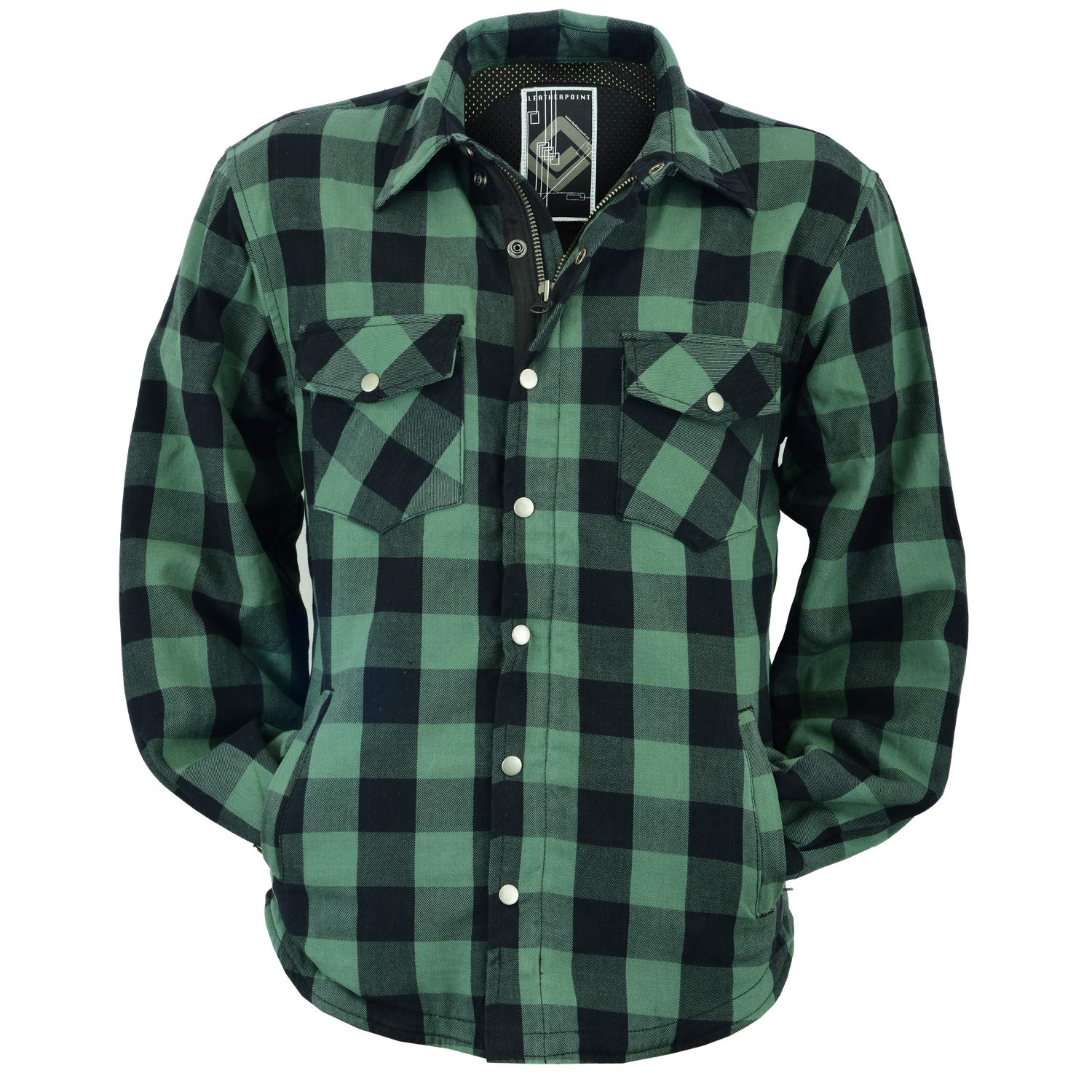 Kevlar Hemd Jacke Lumberjack Lumber Jack Shirt (4XL, Grün Schwarz) von BOSmoto