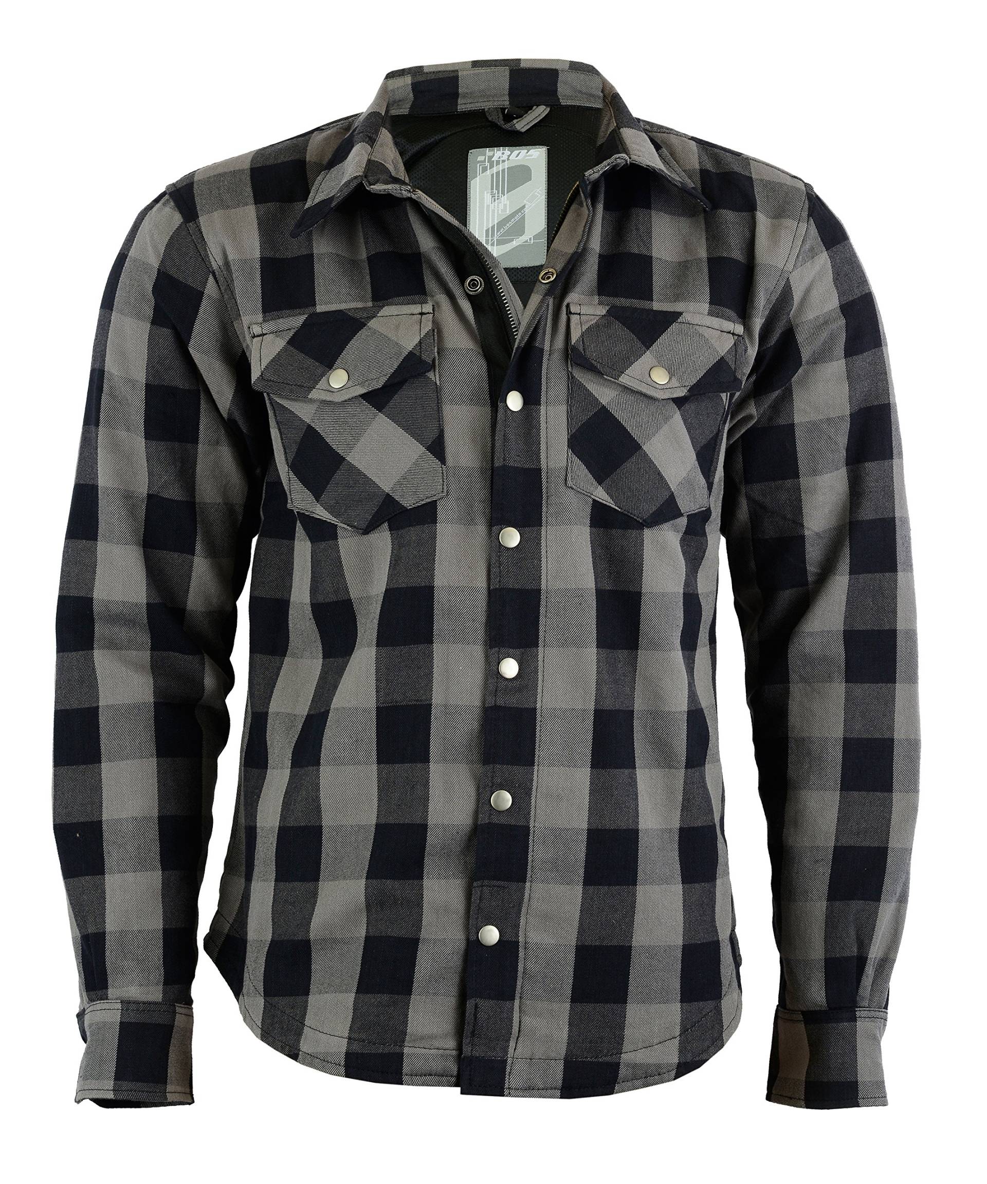 Kevlar Hemd Jacke Lumberjack Lumber Jack Shirt (M, Grau) von BOSmoto