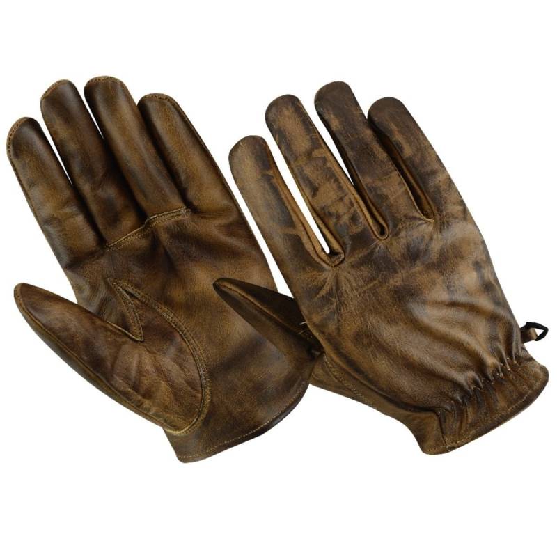 Motorradhandschuhe Leder Retro Old School Cafe RacerChopper, M, Holz braun von BOSmoto