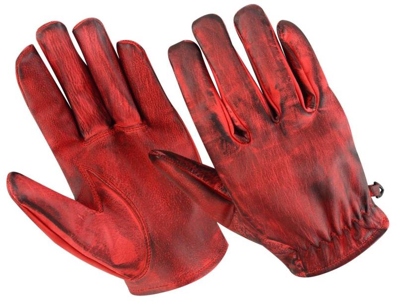 Motorradhandschuhe Leder Retro Old School Cafe RacerChopper, M, Rot von BOSmoto