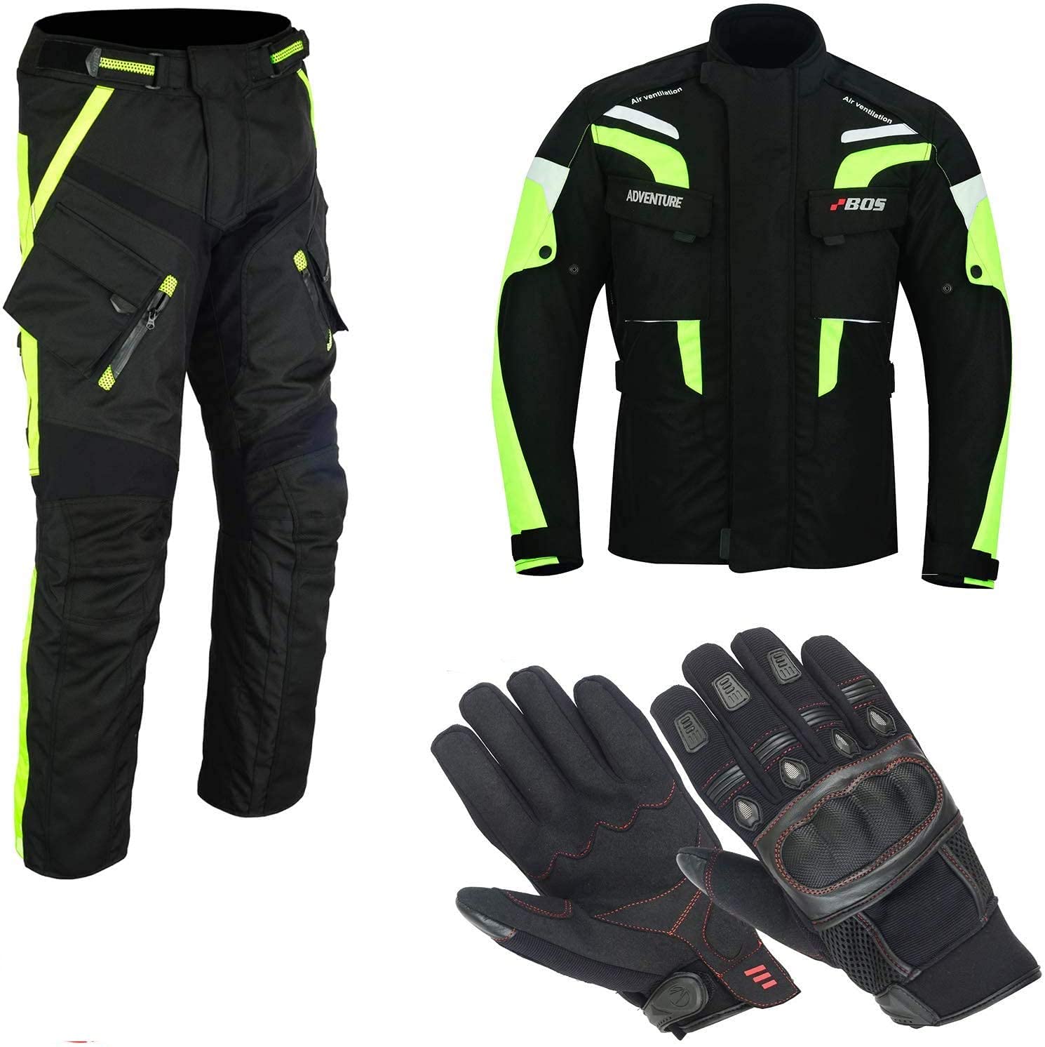 Schwarze Motorradjacke mit Protektoren, Belüftungssystem, Klimamembrane und herausnehmbarem Thermo futter (2XL) von BOSmoto