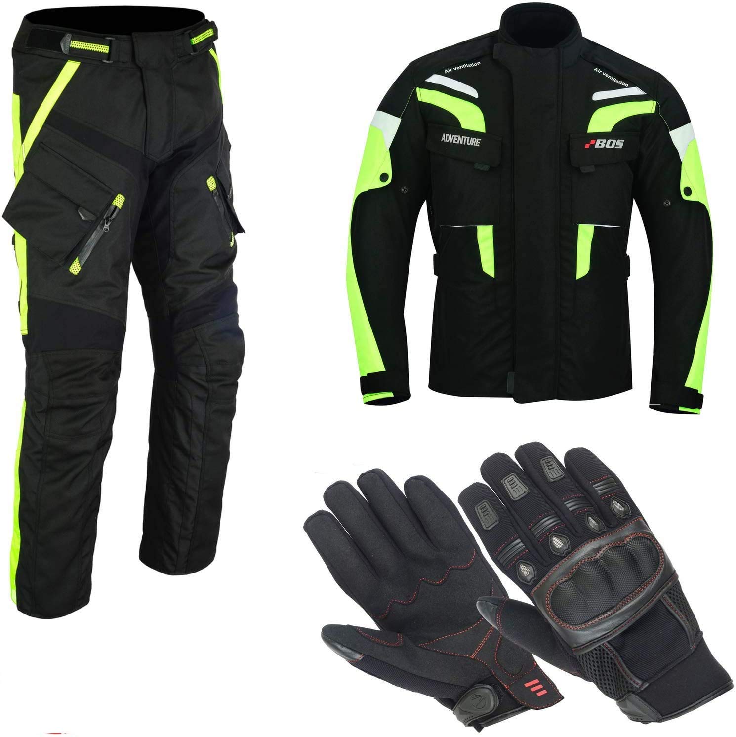 Schwarze Motorradjacke mit Protektoren, Belüftungssystem, Klimamembrane und herausnehmbarem Thermo futter (3XL) von BOSmoto