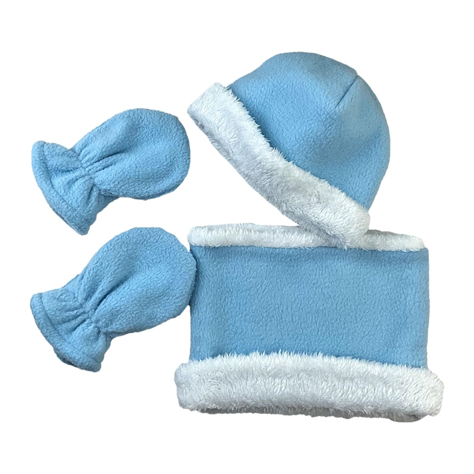 BOTCAM Baby-Ohren-Set für Neugeborene, Mützen, Fäustlinge und Socken für und Mädchen, Mütze für 3 Monate bis 12 Monate Alpaka Stulpen (Blue, One Size) von BOTCAM