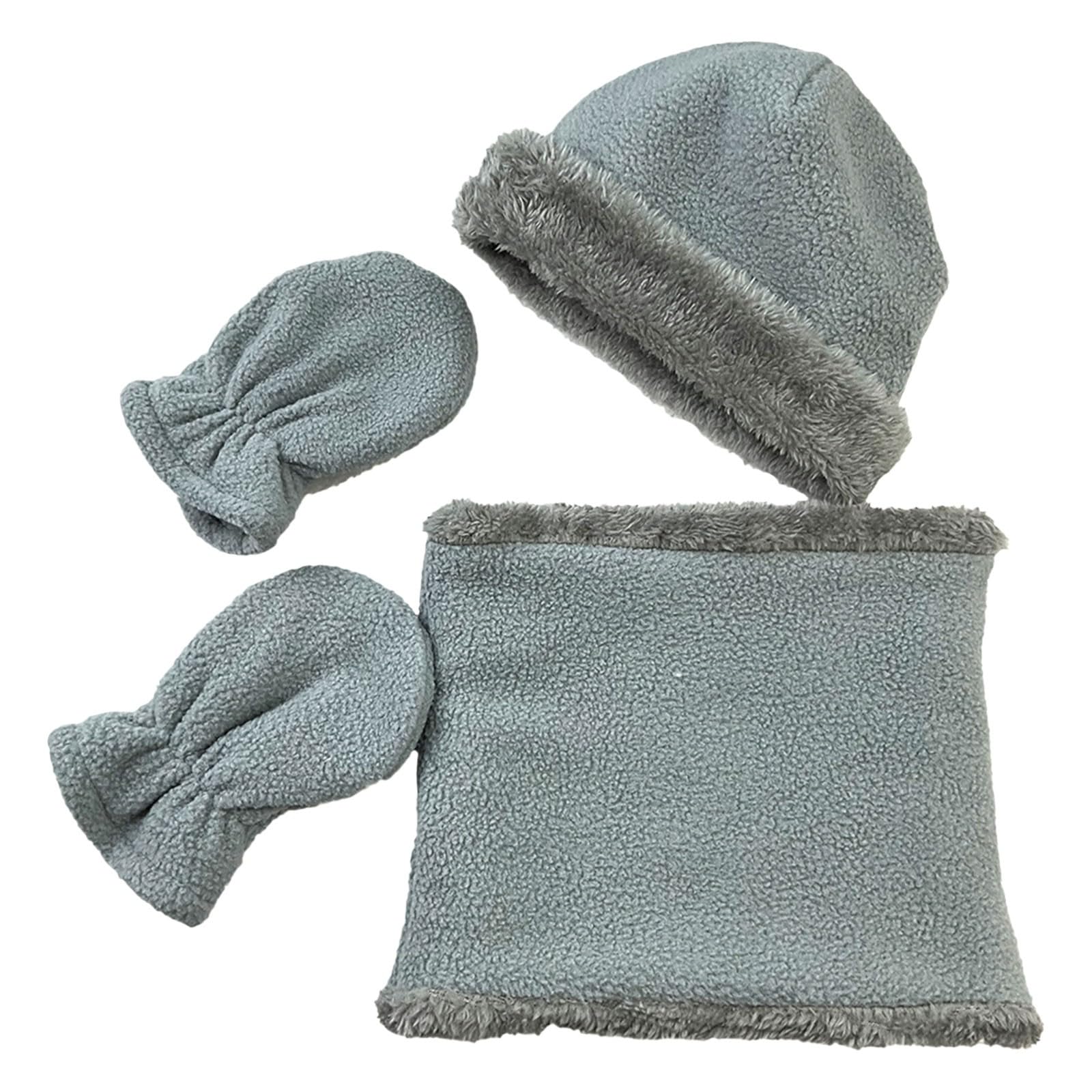 BOTCAM Baby-Ohren-Set für Neugeborene, Mützen, Fäustlinge und Socken für und Mädchen, Mütze für 3 Monate bis 12 Monate Alpaka Stulpen (Grey, One Size) von BOTCAM