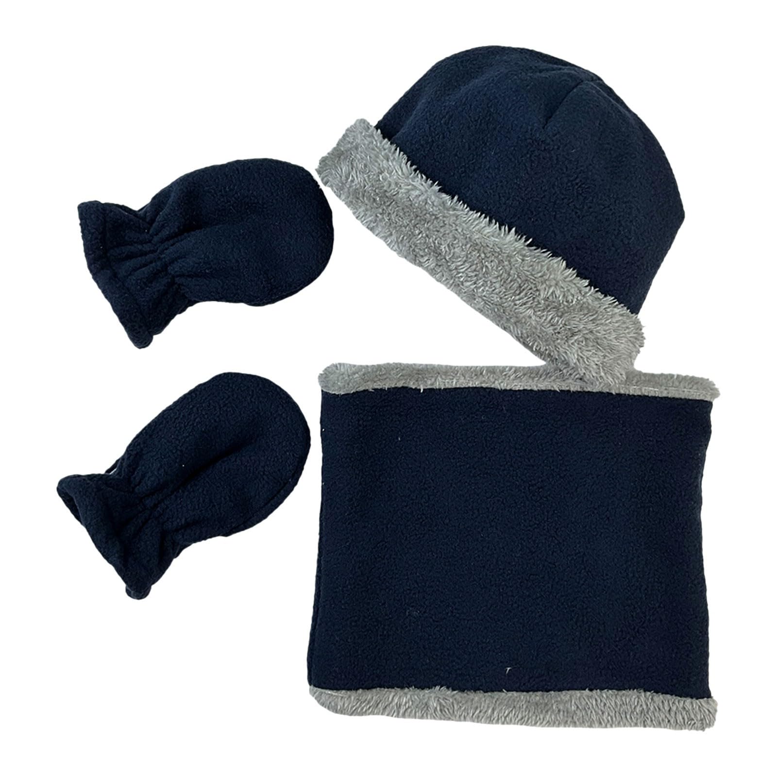 BOTCAM Baby-Ohren-Set für Neugeborene, Mützen, Fäustlinge und Socken für und Mädchen, Mütze für 3 Monate bis 12 Monate Alpaka Stulpen (Navy, One Size) von BOTCAM