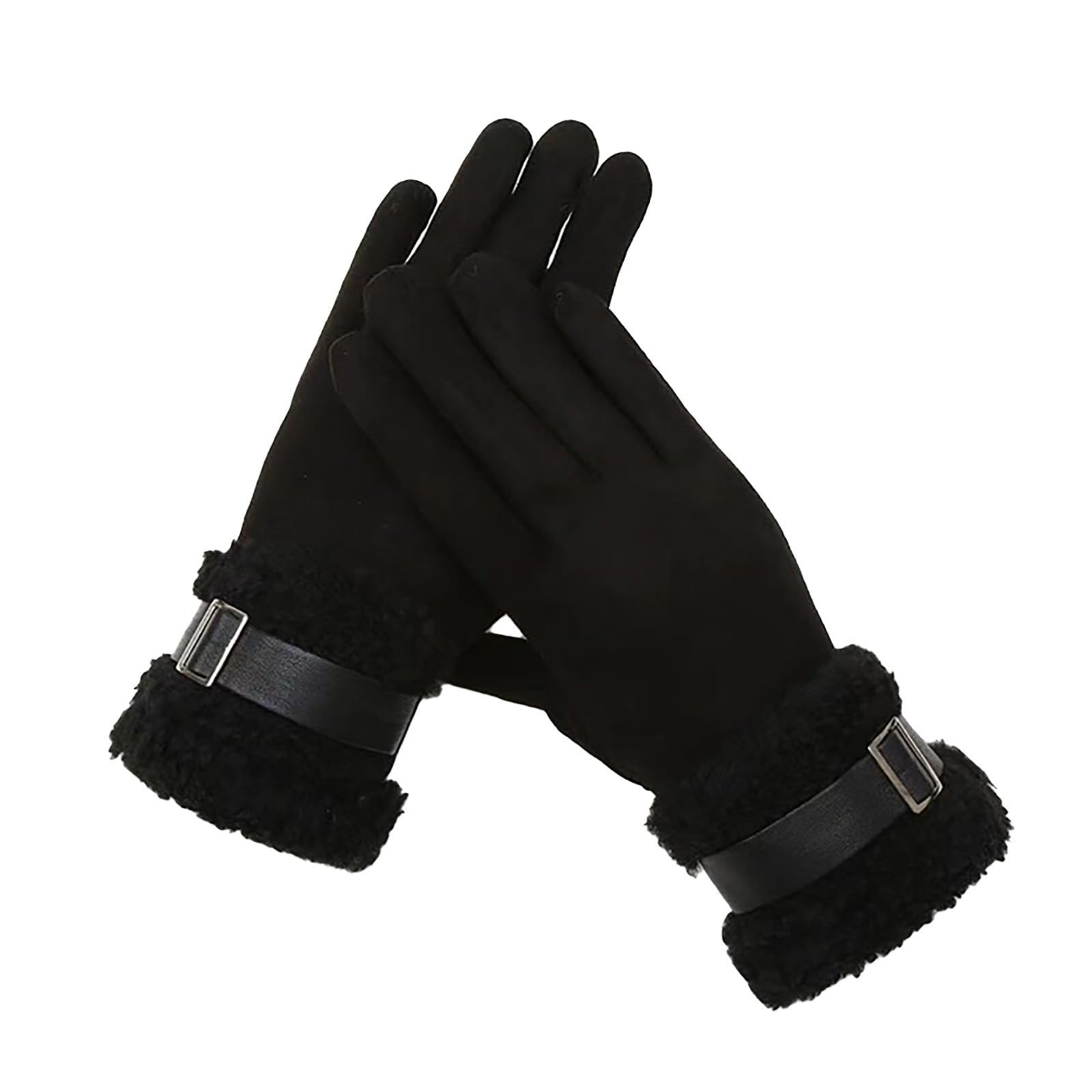 BOTCAM Gestricktes Damenwetter für kalten, warmen Winter zum Autofahren SMS-Manschette Thermokabel Elastische Handschuhe Handschuhe Handschuhe Wandermütze Damen (Z2-Black, A) von BOTCAM