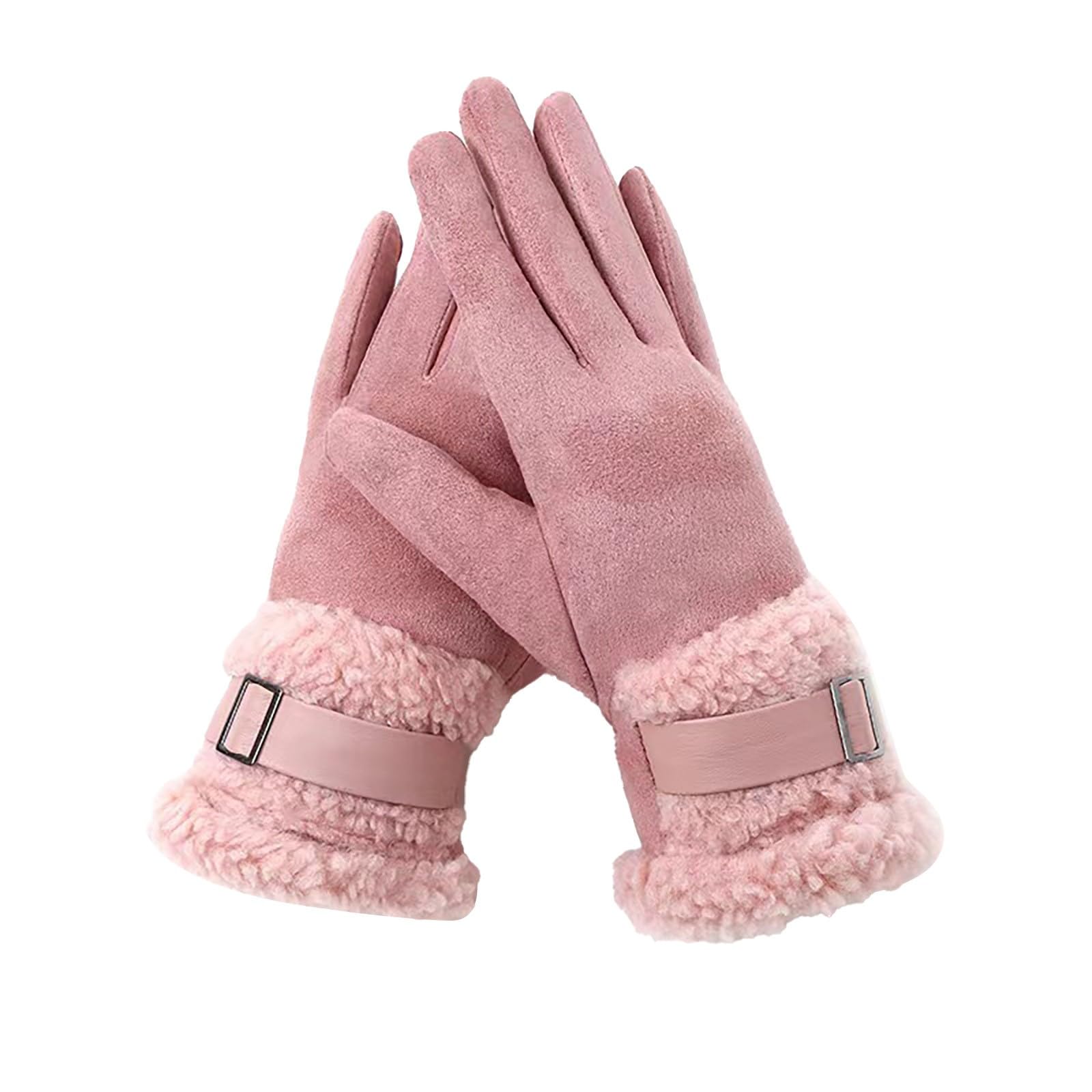 BOTCAM Gestricktes Damenwetter für kalten, warmen Winter zum Autofahren SMS-Manschette Thermokabel Elastische Handschuhe Handschuhe Handschuhe Wandermütze Damen (Z2-Pink, A) von BOTCAM