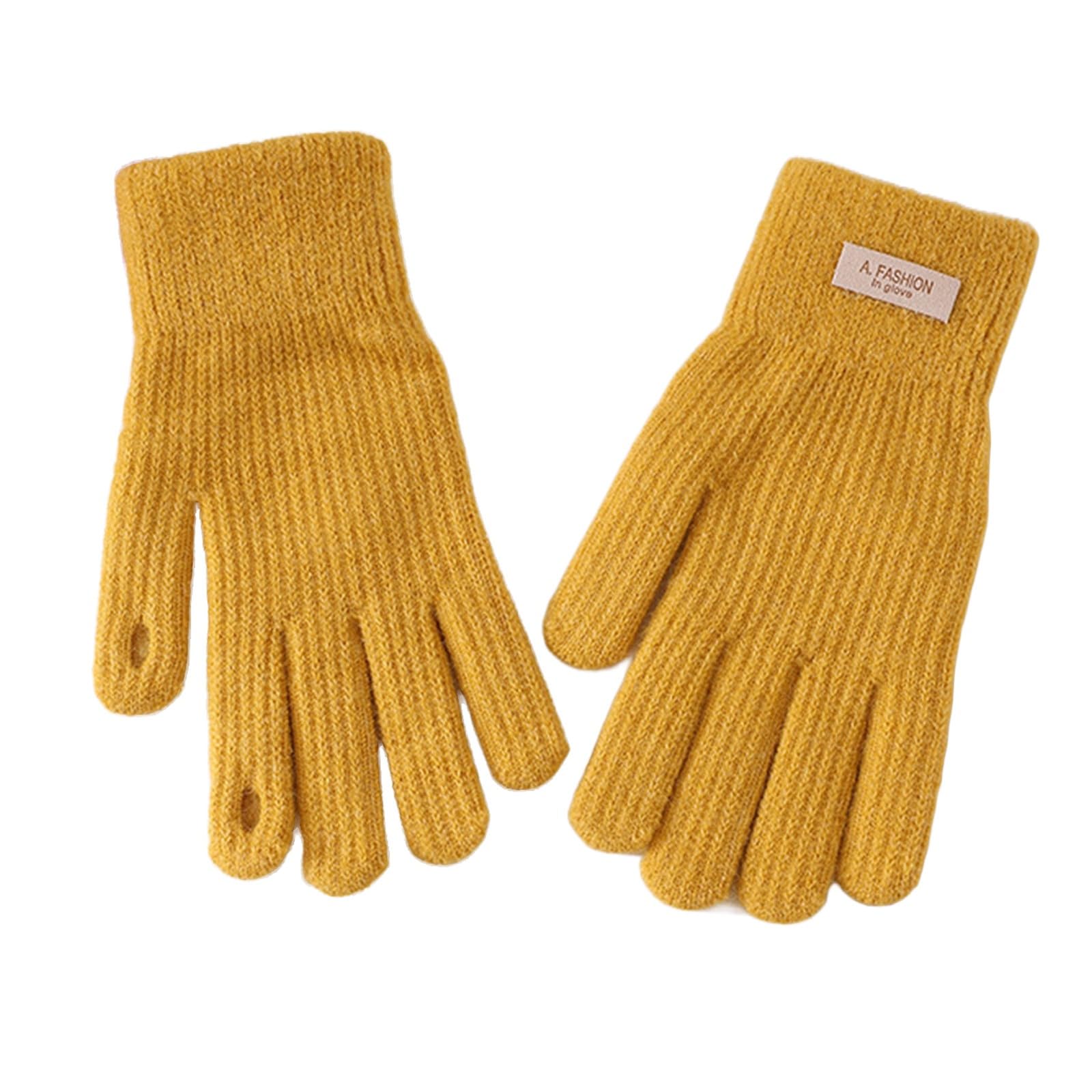 BOTCAM Gloves Women's Winter Padded Outdoor Cycling Car Cold Non Slip Screen Driving To Keep Warm Handschuhe Damen (Yellow, One Size) von BOTCAM