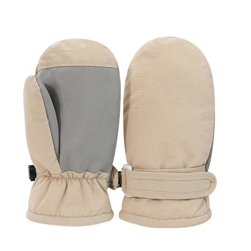 BOTCAM Kinder Säugling Mädchen einfarbig Komfort Fäustlinge Winterhandschuhe Handschuhe Kinder 146 (Khaki, L) von BOTCAM