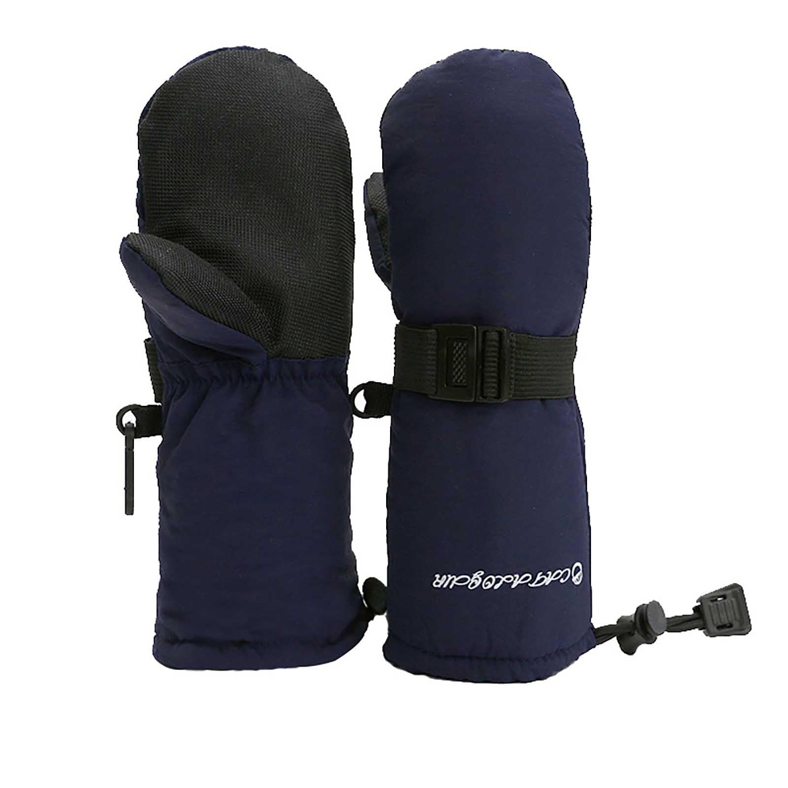 BOTCAM Kinder Säugling Mädchen einfarbig Komfort Fäustlinge Winterhandschuhe Handschuhe Warm Kinder Wasserdicht (Navy, L) von BOTCAM