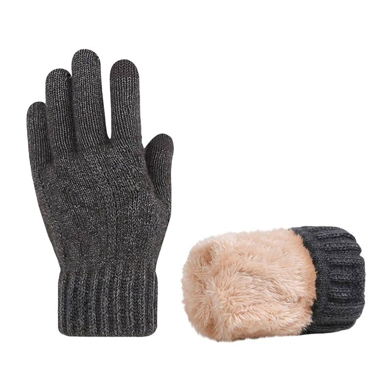 BOTCAM Knitted Cold Proof Plush Thickened Christmas Gloves Bauchtanz Kostüm Damen 42 (Grey, A) von BOTCAM