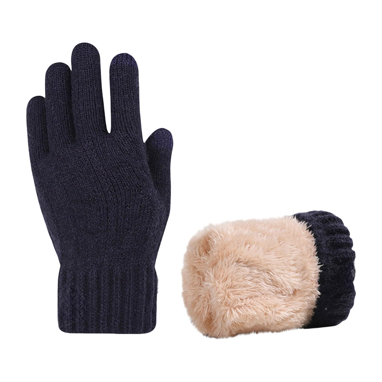 BOTCAM Knitted Cold Proof Plush Thickened Christmas Gloves Bauchtanz Kostüm Damen 42 (Navy, A) von BOTCAM