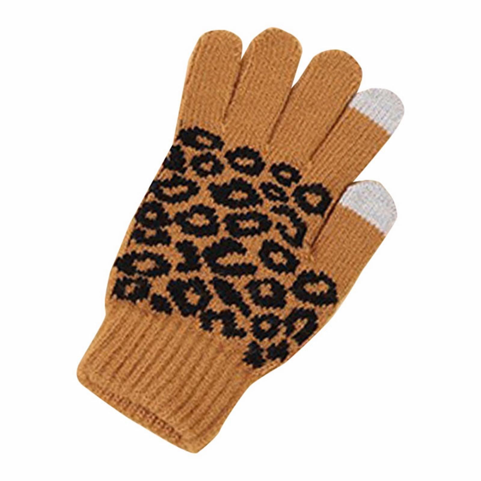 BOTCAM Knitted Cold Proof Plush Thickened Christmas Gloves Zigarettenverlängerung Damen (Coffee, A) von BOTCAM