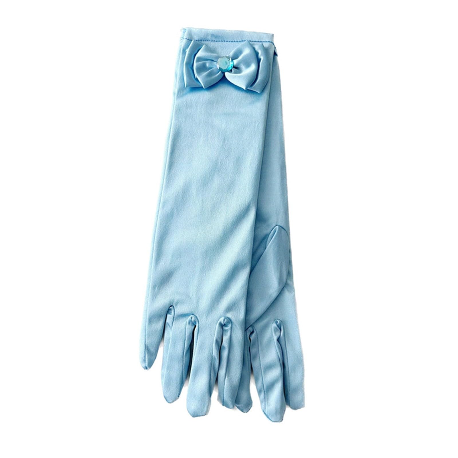 BOTCAM Mädchenhandschuhe mit Schleife, 1 Paar weiche, atmungsaktive Handschuhe mit Schleife für Bühnenauftritte, Partys und besondere Anlässe, perfektes Accessoire für Handschuhe (Blue, One Size) von BOTCAM