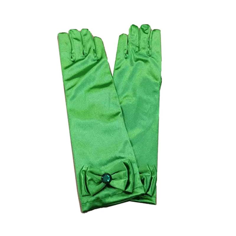 BOTCAM Mädchenhandschuhe mit Schleife, 1 Paar weiche, atmungsaktive Handschuhe mit Schleife für Bühnenauftritte, Partys und besondere Anlässe, perfektes Accessoire für Handschuhe (Green, One Size) von BOTCAM