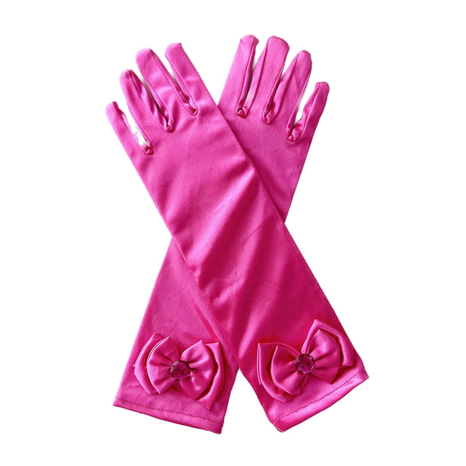 BOTCAM Mädchenhandschuhe mit Schleife, 1 Paar weiche, atmungsaktive Handschuhe mit Schleife für Bühnenauftritte, Partys und besondere Anlässe, perfektes Accessoire für Handschuhe (Hot Pink, One Size) von BOTCAM