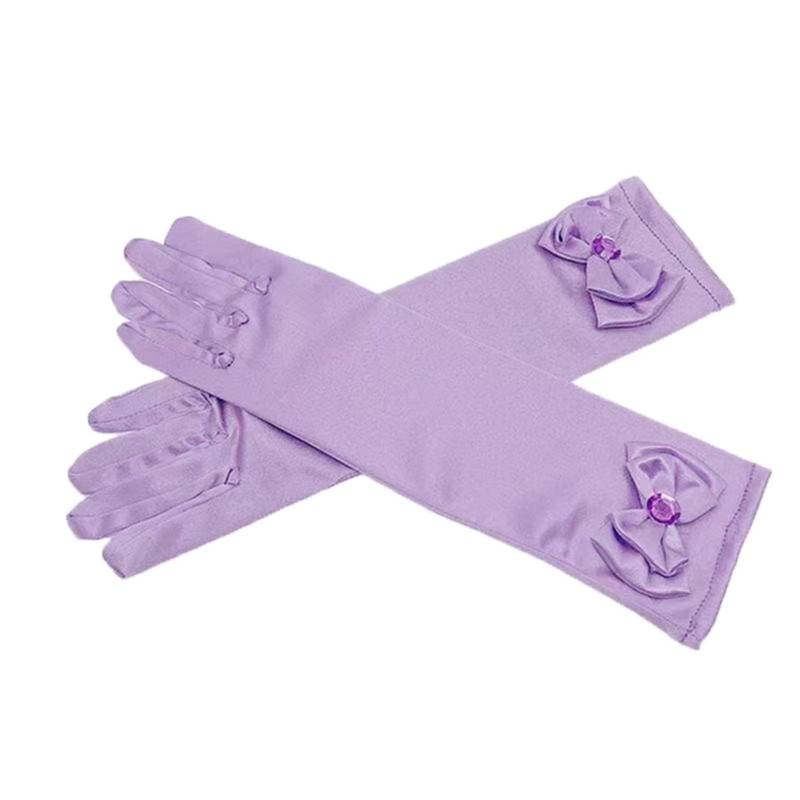 BOTCAM Mädchenhandschuhe mit Schleife, 1 Paar weiche, atmungsaktive Handschuhe mit Schleife für Bühnenauftritte, Partys und besondere Anlässe, perfektes Accessoire für Handschuhe (Purple, One Size) von BOTCAM