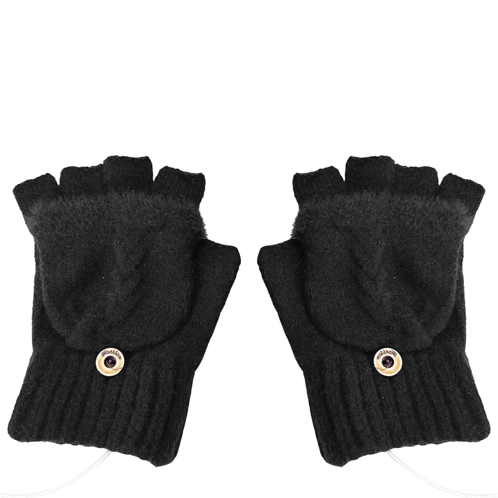 BOTCAM Winter USB Warm Gloves Hand Warming Hiking Driving Running Riding Heart Of Hand Back Of Hand Reversible USB Heated Gloves Drachen Kostüm Damen (Black, One Size) von BOTCAM