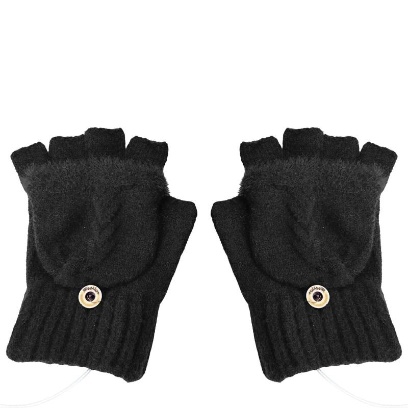 BOTCAM Winter USB Warm Gloves Hand Warming Hiking Driving Running Riding Heart Of Hand Back Of Hand Reversible USB Heated Gloves Drachen Kostüm Damen (Black, One Size) von BOTCAM