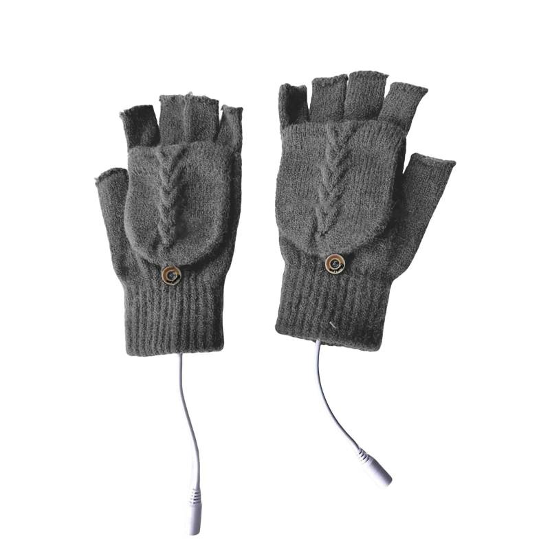 BOTCAM Winter USB Warm Gloves Hand Warming Hiking Driving Running Riding Heart Of Hand Back Of Hand Reversible USB Heated Gloves Schuhwaschanlage (Dark Gray, One Size) von BOTCAM