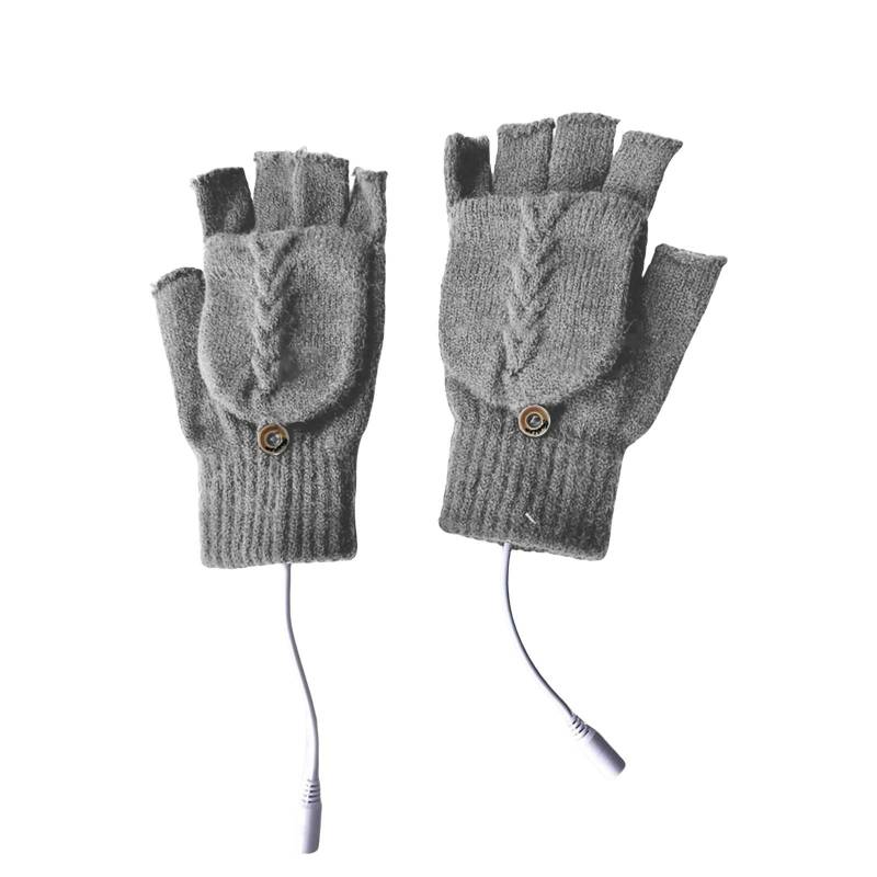 BOTCAM Winter USB Warm Gloves Hand Warming Hiking Driving Running Riding Heart Of Hand Back Of Hand Reversible USB Heated Gloves Schuhwaschanlage (Grey, One Size) von BOTCAM