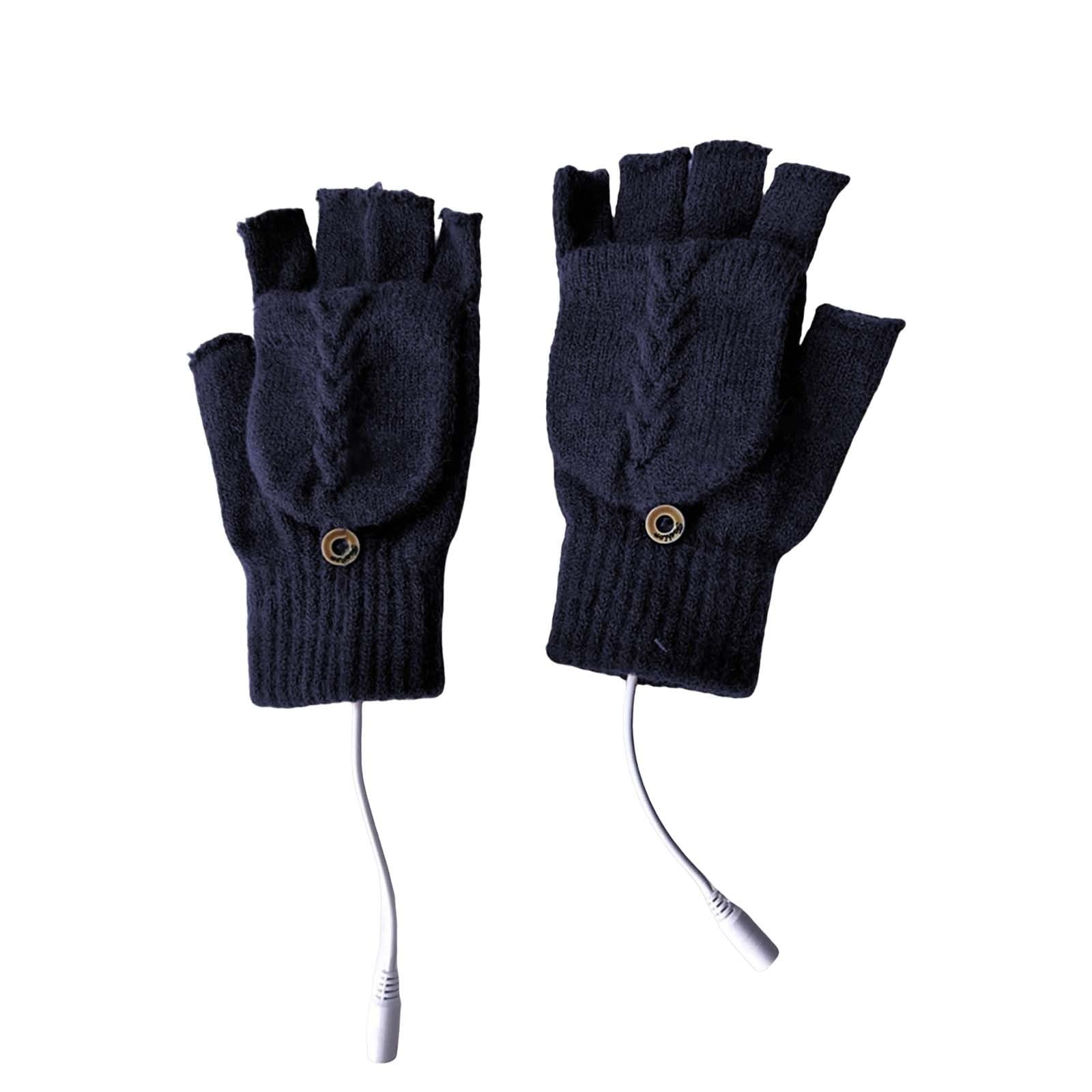 BOTCAM Winter USB Warm Gloves Hand Warming Hiking Driving Running Riding Heart Of Hand Back Of Hand Reversible USB Heated Gloves Schuhwaschanlage (Navy, One Size) von BOTCAM