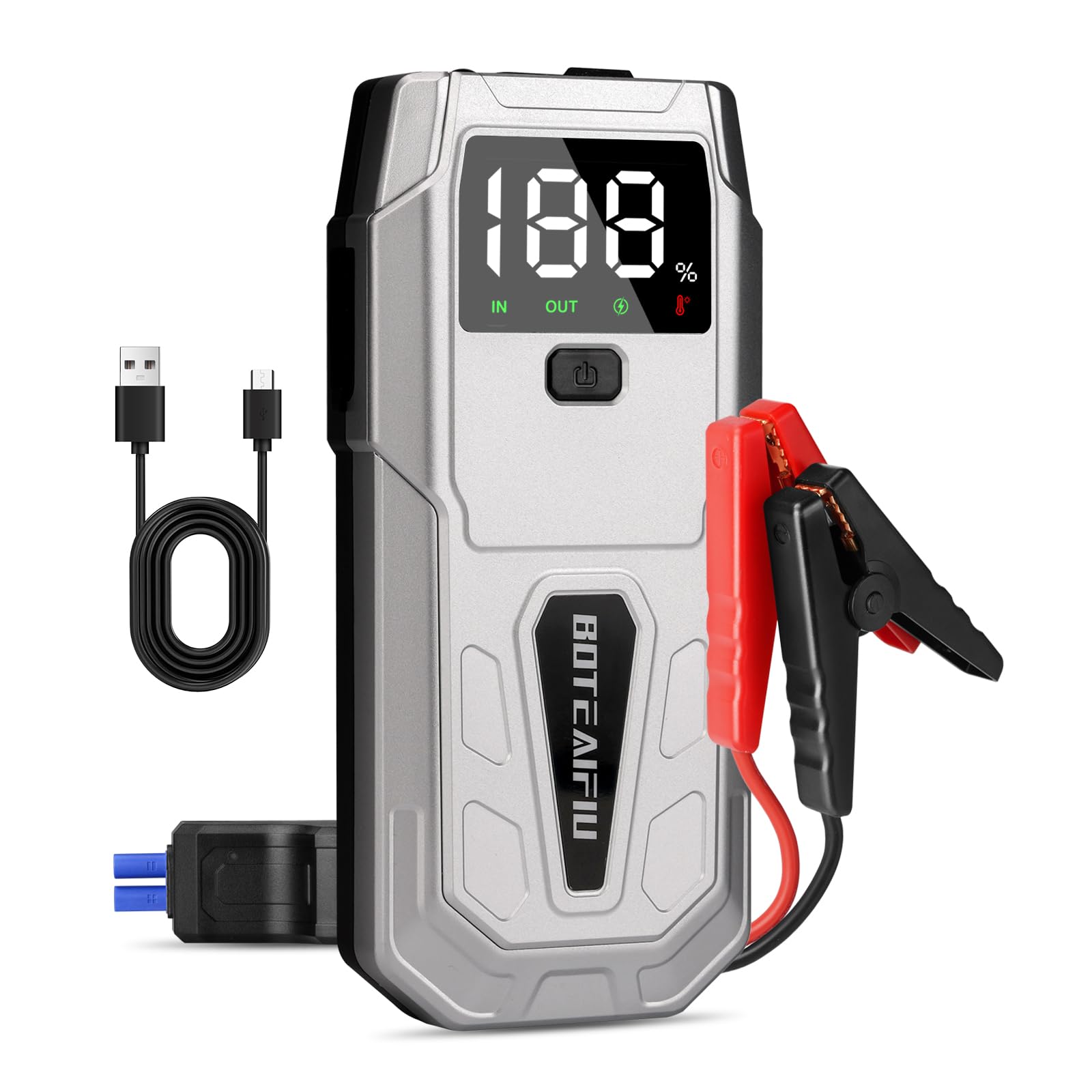 Auto-Starthilfe, 12 V Starthilfe Powerbank 5000A Starterbatterie Bis Zu 9,5L Benzin Oder 8,0L Diesel Auto Batterie Booster Starter von BOTEAIFIU