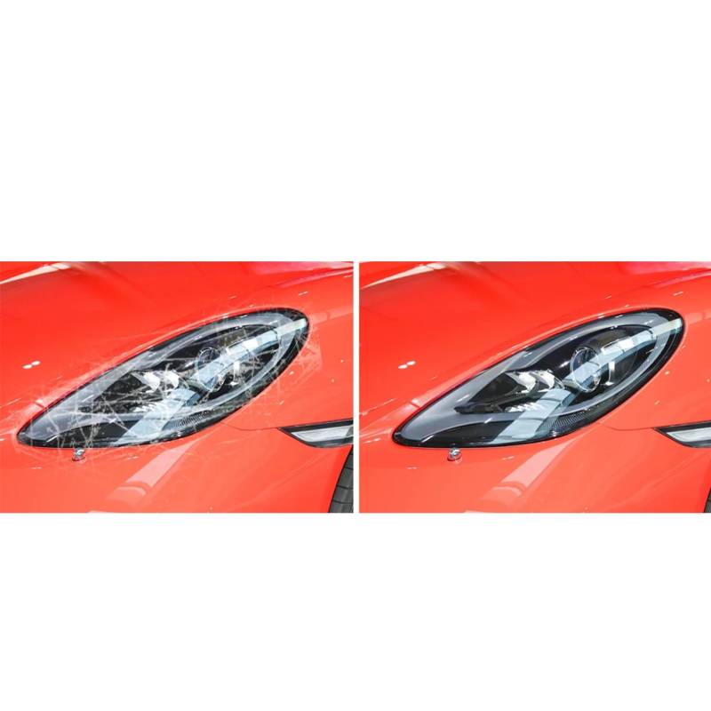 2 Stück Auto Scheinwerfer Schutzfolie Scheinwerfer Scheinwerfer Transparent Schwarz TPU Aufkleber, Für Porsche 718 Boxster Cayman 2016-On, Auto Scheinwerfer Film Zubehör von BOVROTIN